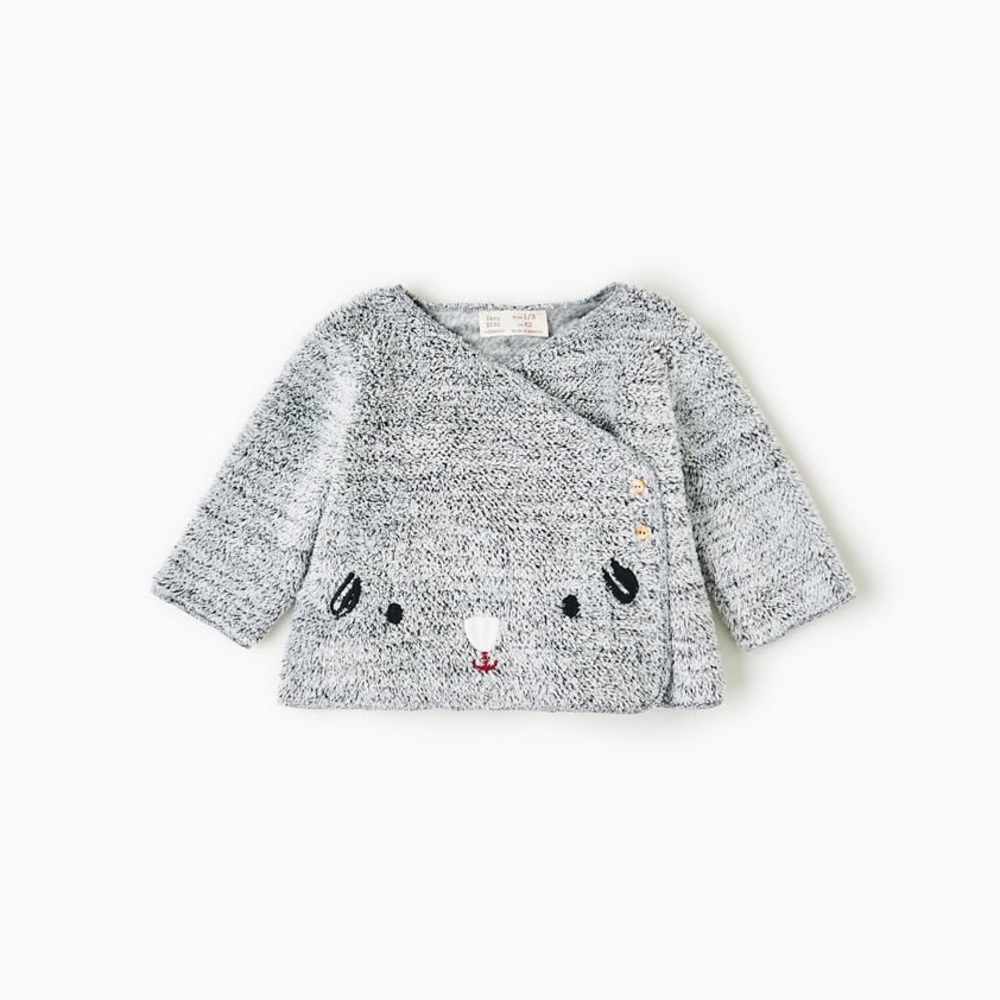 Zara Mini Faux Fur Crossed Plush Sweater 9-12mos